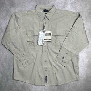 5.11 Tactical Series Shirt Mens XLarge Button Up Utility Pockets Safari Khaki
